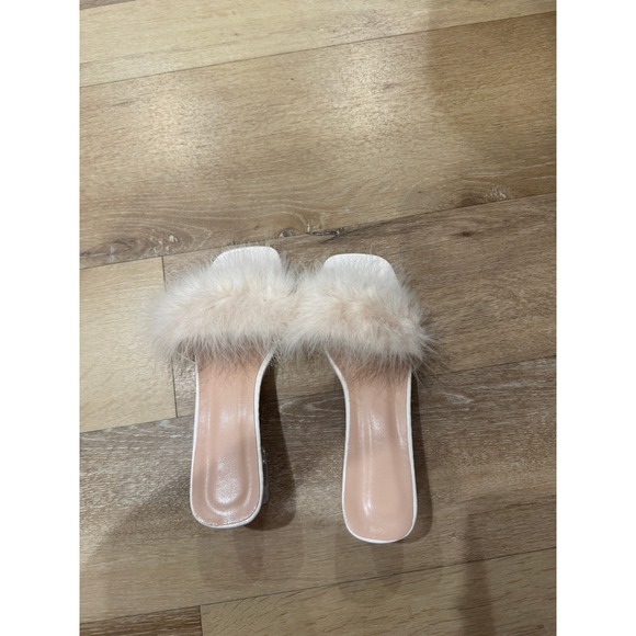 Fuzzy Furry Open Toe Block Heel Slides Sandals Mule Shoes - Picture 1 of 3